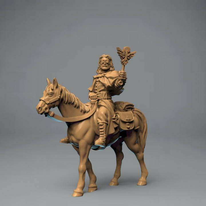 mounted wandering priest tabletop fantasy character 3D print model - Mito3D