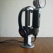 headphones microphone stand - supports needed holder headphone support-free table tabletop mic 3d print model - Mito3D