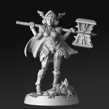 death bringer - paladin 32mm dnd tabletop dragon giant girl rpg woman hammer dungeonsanddragons dungeon crusader rn estudio rnestudio 3d print model - Mito3D