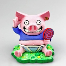 happy pig bank Garten Tier cartoon Kinder Modell Spielzeug Geld 3d print model - Mito3D
