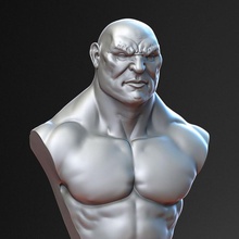 academic bust- human brute store barbarian bust painting supportless paint supportfree 3d print model - Mito3D