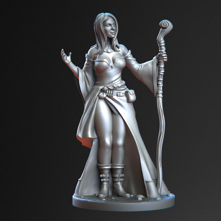 abril principiante hechicero mesa dragones mazmorras fantasía hembra niña héroe mini modelo personaje mago magia pintura miniatura indefenso soporte libre heroico heroes dnd 3D print model - Mito3D