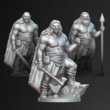 3 ancient barbarians tabletop barbarian dragons dungeons fantasy hero mini model strong character painting miniature supportless supportfree heroic heroes wargame dungeon conan dnd barb 3d print model - Mito3D