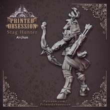 stag archon - heaven hath fury 32mm scale pre-supported tabletop archer deer dragon hell kickstarter bow dungeon mm dnd furry 32 kickster 3d print model - Mito3D