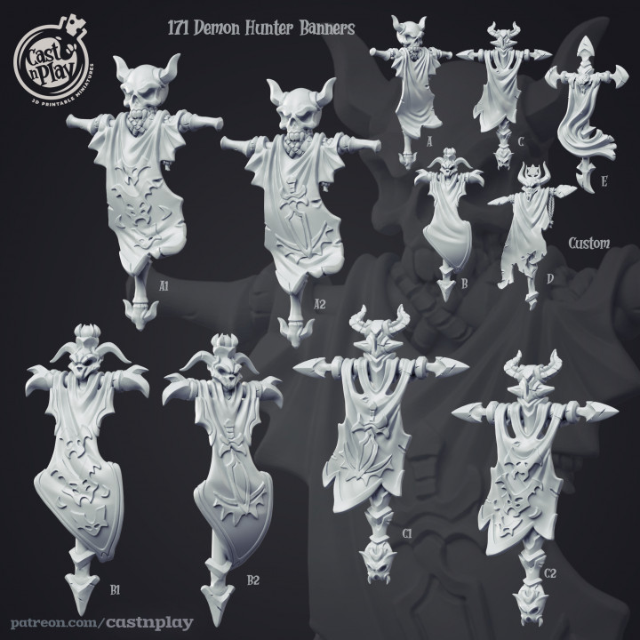 demon hunter banners tabletop modular play banner props dnd cast castnplay castcastnplay 3D print model - Mito3D