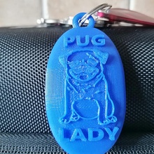 pug senhora chave fob carro cão porta anel cachorro 3d print model - Mito3D