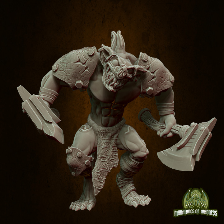 genoll guerrero mesa bestia criatura juego infierno mini monstruo rpg miniatura minis d dnd descendencia 32mm Locura dnd5e yeenoghu avernus 3D print model - Mito3D