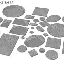 sci-fi industrial bases sizes shapes free oval square wargaming steampunk tabletop wargame textured rectangular 32mm 25mm 64mm grimdark 3d print model - Mito3D
