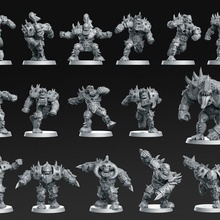 orc team 16 miniatures fantasy football 32mm tabletop ball bowl game ork blood rugby rnestudio armerican 3d print model - Mito3D