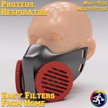 Proteus Respirator Maske Gesundheit Filter Virus Coronavirus Covid covid 19 covid19 3d print model - Mito3D
