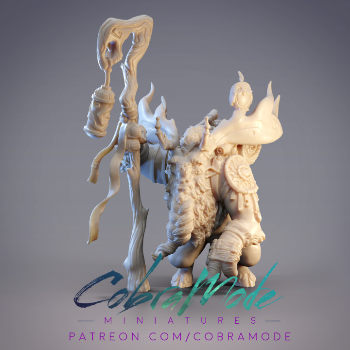 temur ariche shaman pre-supported tabletop beast creature mini reindeer miniature nomad druid beastman antlers presupported 3D print model - Mito3D