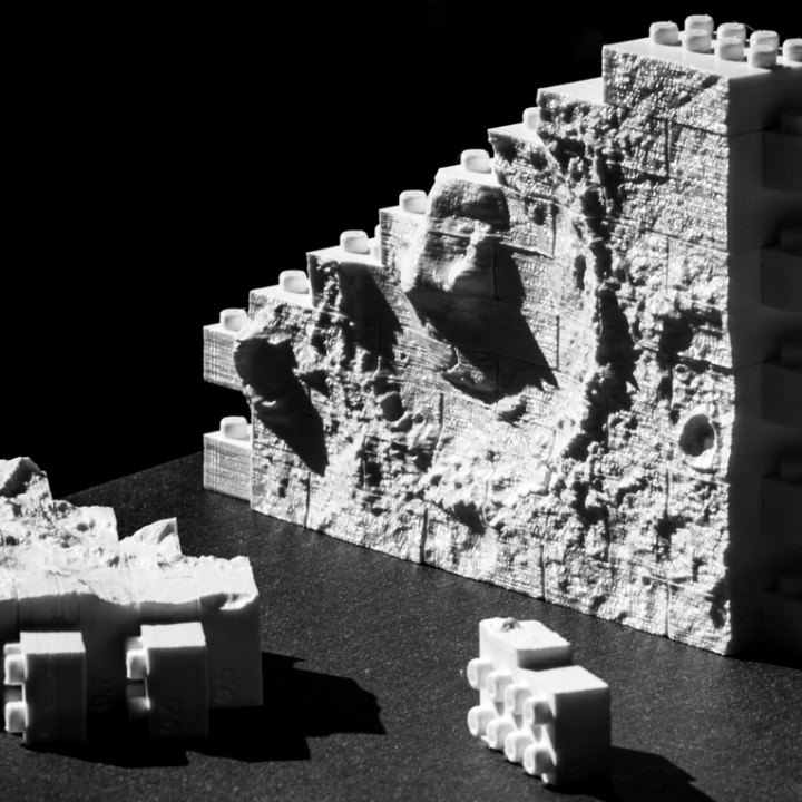 montini nasa mars gale crater wall set lego compatible toys & games space rover relief block brick curiosity bouwstenen briques 3D print model - Mito3D