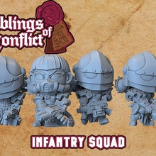 infantry squad tabletop 40k cute soldier chibi wargame girls adorable 3d print model - Mito3D