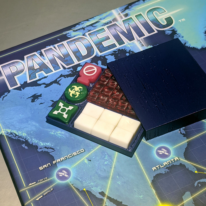 covid-19 pandemic scenario boardgame organizer 3D print model - Mito3D