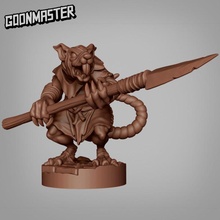 rat man - spear tabletop fantasy mini miniature dnd sewer ratman wererat 3d print model - Mito3D