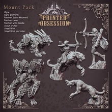 mounts pack - 32 mm scale tabletop archer dragon dragons mount wolf hunter ogre dungeon panther d&d dnd ride mounted artificer 3d print model - Mito3D