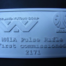 m41a pulse rifle - display plaque & garden 3d print model - Mito3D