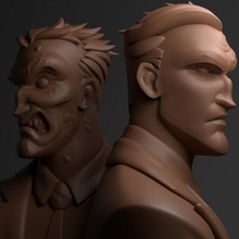 Gesicht Ventilator Kunst Batman Karikatur Charakter Bildhauerei Animation stilisiert Twoface animiert 3d print model - Mito3D