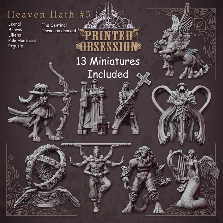heaven hath fury - pack 3 32 mm scale miniatures pre-supported store dragon hell kickstarter table miniature printed dungeon patreon d&d dnd cr10 obsession elegoomars 3D print model - Mito3D