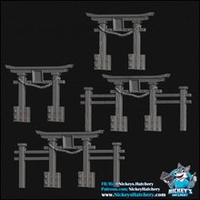 japanese gazebo koi pond lamps torii gates tabletop terrain gate 3d print model - Mito3D