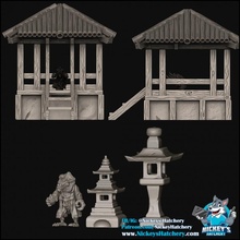 asiatique belvédère lampes peigne terrain pièces table maison Japonais 3d print model - Mito3D