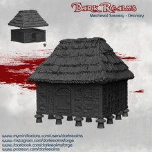 medieval scenery - rural granary tabletop building farm terrain roof d&d thatched 3d print model - Mito3D