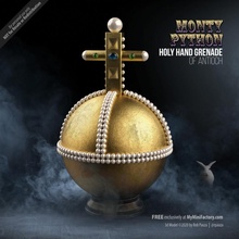 holy hand grenade 3d free movie prop support-free python monty grail 3d print model - Mito3D