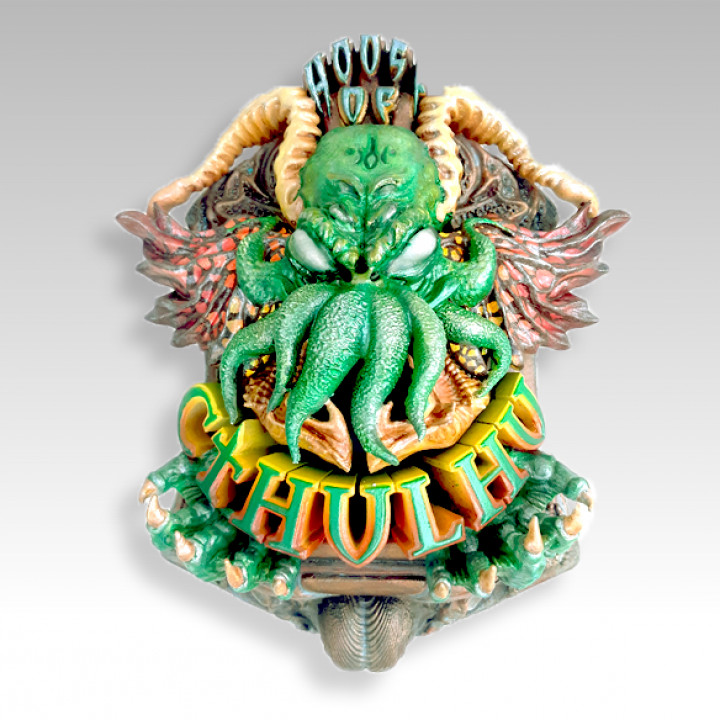 cthulhu Mauer Plakette Garten Monster Tintenfisch hplovecraft aufleuchten 3dtext Okkulte 3D print model - Mito3D