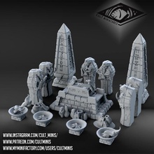 donjon ensemble ancien ruines table dragons donjons Momie terrain navire sarcophage brasero arche autel paysage monolithe éclaireur cultminis atouts 3d print model - Mito3D