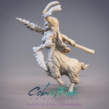 checheygen totapari skirmisher pre-supported tabletop creature spear knife miniature goat centaur tabletop presupported totapari skirmisher 3d print model - Mito3D