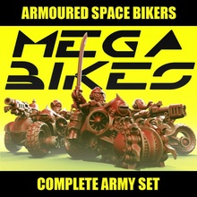 megabikes espaço motociclista exército conjunto tampo mesa 40k bicicleta kit sci fi jogos guerra martelo miniatura scifi jogo marinho 28mm 3d print model - Mito3D