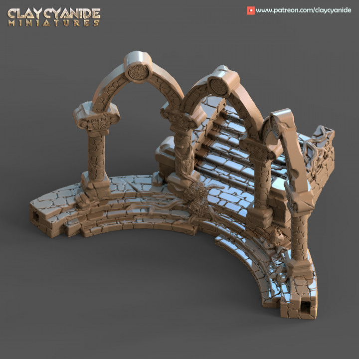 ruin stairs tabletop 3D print model - Mito3D