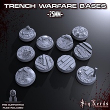25mm trench style bases pre supported files tabletop gaming guard war warhammer imperial wwii wwi warhammer40k astra militarum basing krieg cadian 3d print model - Mito3D