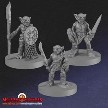 goblin fighters x3 tabletop fantasy supportless d&d monstrous encounters 3d print model - Mito3D