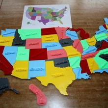 Estados Unidos mapa rompecabezas educación mapas geografia 3d print model - Mito3D