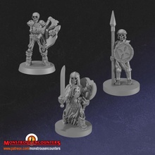 skeleton warriors set 2 tabletop fantasy undead warrior supportless monstrous encounters 3d print model - Mito3D