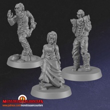 zombiler Ayarlamak 3 desteksiz masaüstü fantezi ölümsüz zombi cansız karşılaşmalar 3d print model - Mito3D