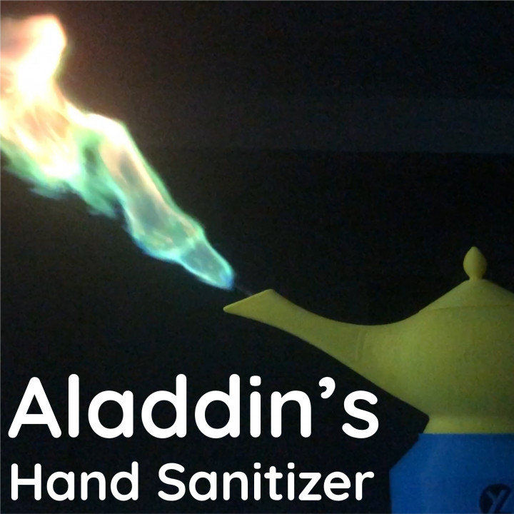 aladdin's hand sanitizer accessibility lamp prop toy pla disney ender genie aladdin cura creality cr10 cr10s handsanitizer yelelabs 3D print model - Mito3D