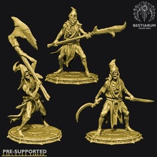 cultists set 2 3 models store axe dark fantasy spear undead knife cult dungeon d&d dnd slave cultist hunters slaver 3d print model - Mito3D