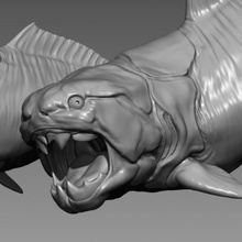 dunkleosteus 3d imprimible prehistórico criatura 3 poses impresión modelo mesa antiguo hueso jefe dinosaurio pez mini monstruo mar tiburón cráneo 3d print model - Mito3D