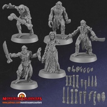 ghouls x5 tabletop fantasy modular undead vampire warhammer d&d ghoul monstrous ghast mordheim hag encounters frostgave 3d print model - Mito3D