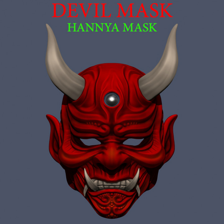 devil mask - hannya samurai satan cosplay props & accessories face head helmet toys demon-mask mask-cosplay hannyamask satanmask devilmask samuraimask 3D print model - Mito3D