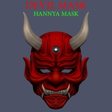 Teufel Maske hannya Samurai Satan Cosplay Requisiten Zubehör Gesicht Kopf Helm Spielzeuge demon mask cosplay hannyamask Satanmaske 3d print model - Mito3D