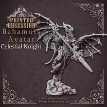bahamuts avatar - celestial fighter heaven hath fury 32 mm scale pre-supported tabletop hell kickstarter table miniature printed patreon obsession 3d print model - Mito3D
