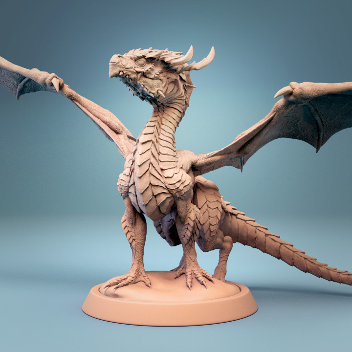 baby dragon tabletop print creature green monster lord drake 3D print model - Mito3D