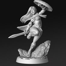 grandi grec guerrier 32mm dnd table dragon Dieu héros rpg bouclier épée femme gril rnestudio 3d print model - Mito3D