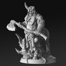 gorknod- devil centaur - 32mm dnd tabletop demon axe beast skull horse lord enemy horn chaos rnestudio 3d print model - Mito3D