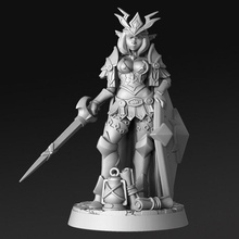 iletia- elven warrior princess - 32mm dnd tabletop armor crown elf girl plate shield spear sword woman paladin skirt rnestudio 3d print model - Mito3D