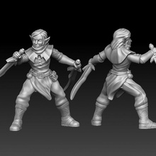 elf swordmaster dual swords tabletop warrior miniature 3d print model - Mito3D