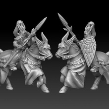 elf horse rider tabletop spear miniature sheld 3d print model - Mito3D